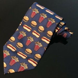 Burger Fries Men's Necktie Fast Food 100% Silk (G)